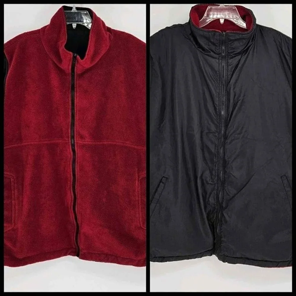 Sierra Fleece Mens Reversible Vest Black & Burgundy Size XXL